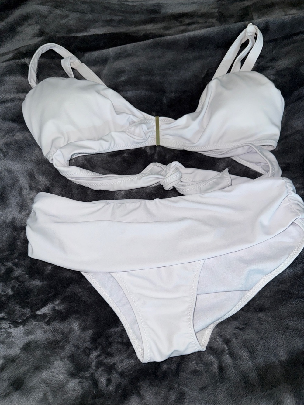 Women's White Two-Piece Bikini Set with Fold-Over Waistband